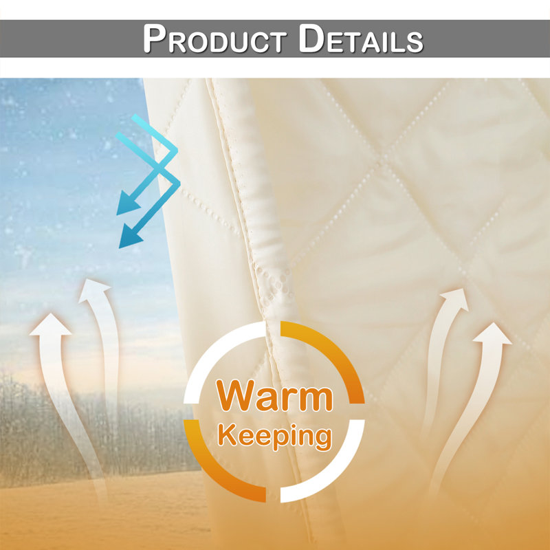 Rideau matelassé et isolant isolant thermique d'hiver, Crème, crème