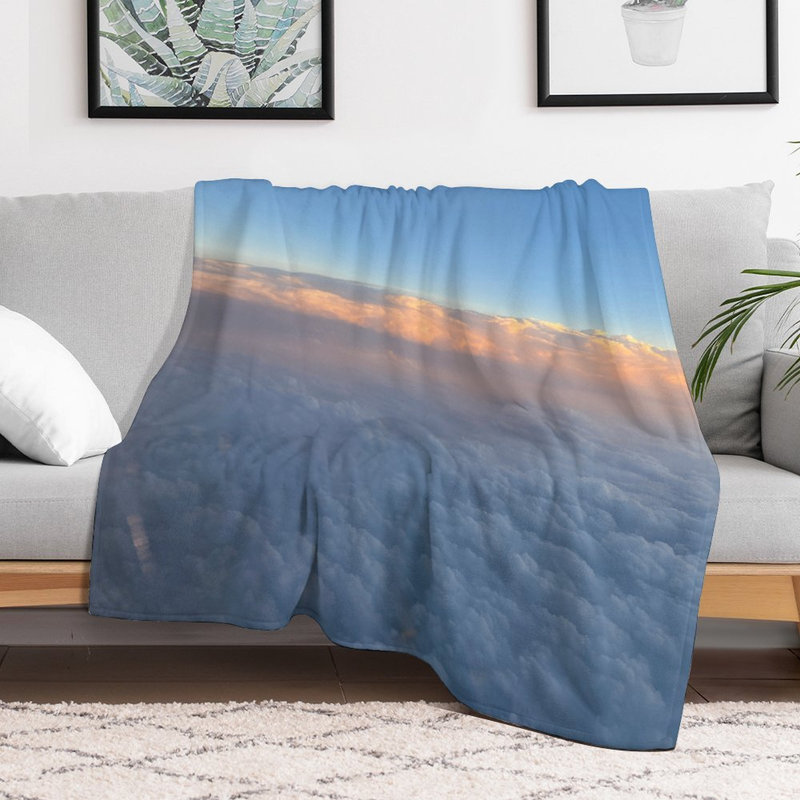 Jeté en flanelle de luxe à motif de nuages au-dessus du ciel bleu, 40 po x 50 po