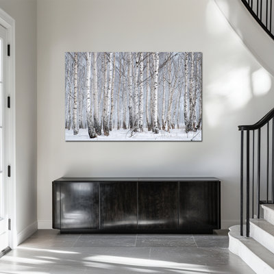 Large Nature Wall Art - Birch and Aspen Tree Canvas Wall Prints for Living Room, Winter Forest Artwork Pictures Wall Decoration for Bedroom, Wooden Frame Wrapped Canvas Print