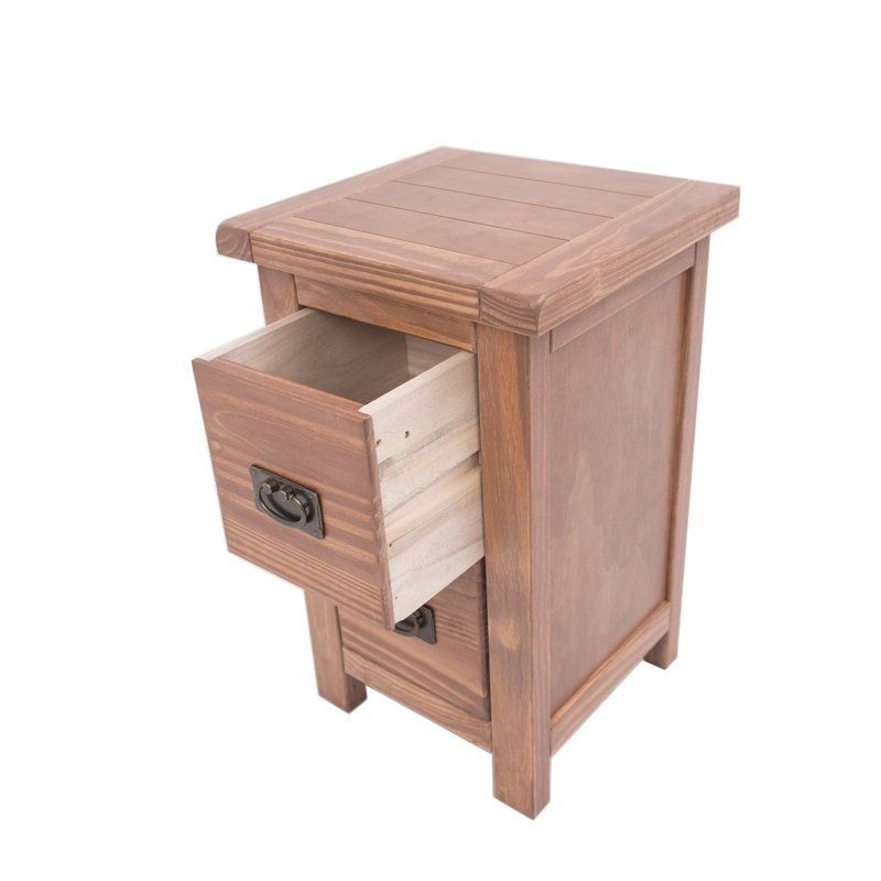 Aurelie 35cm W Solid + Manufactured Wood Bedside Table, Light Brown
