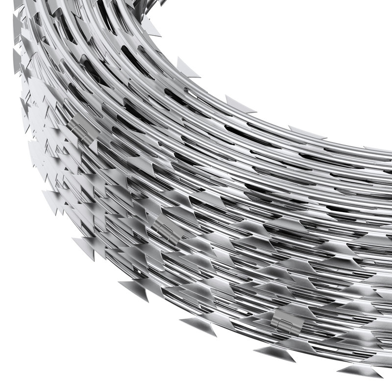 Galvanized Double Spiral Razor Wire Fence Set, 98 ft Coverage