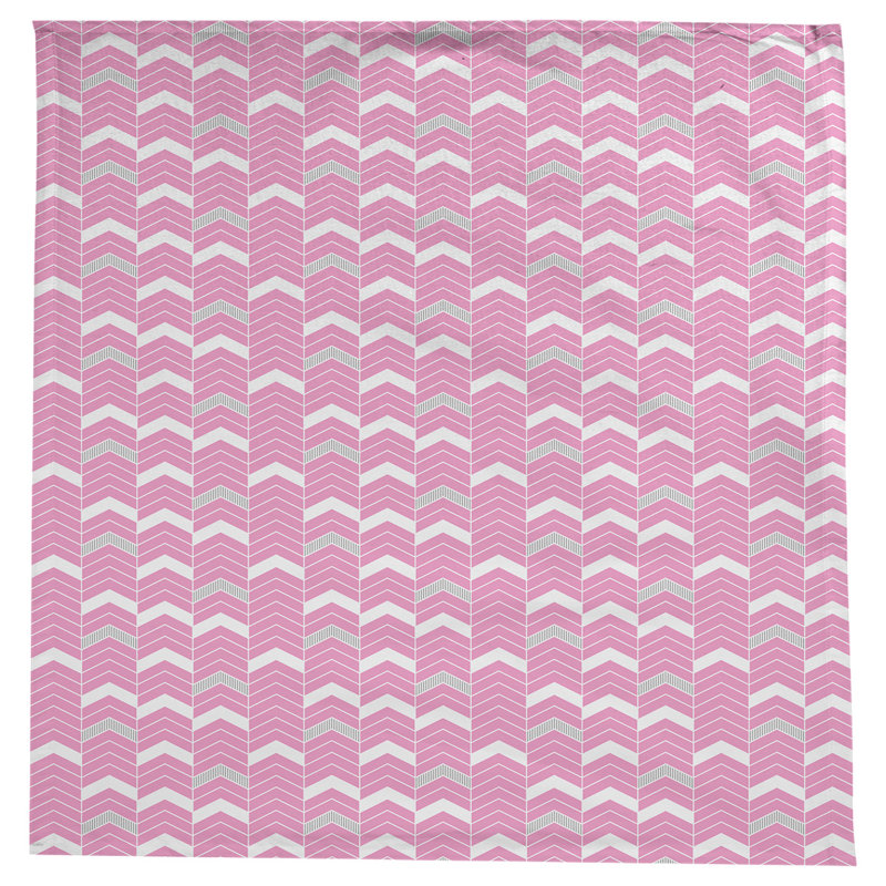 Stephenie Lined Chevrons Tablecloth, Pink/Gray