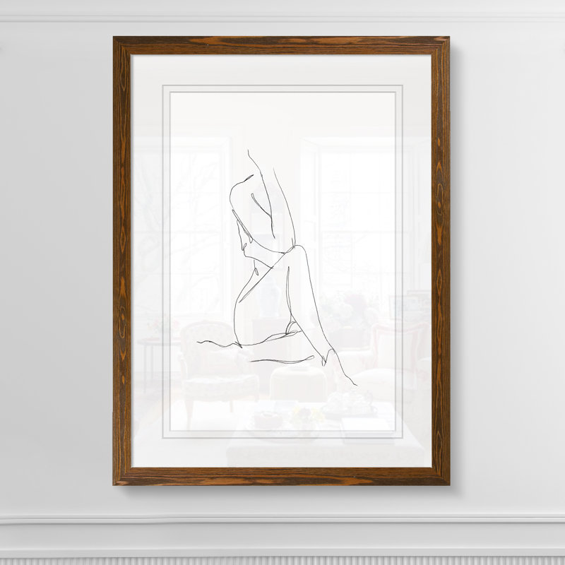 «Nude Contour S Croquis I» par Paul Cezanne - Reproduction d'art sur toile encadrée, H 30 po x l 22 po x P 1,25 po, Blanc