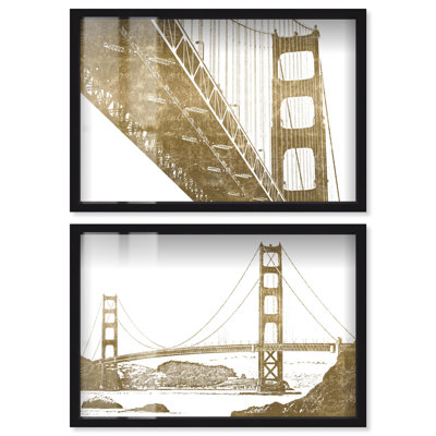 «Serene Abstract Duo Shadowbox Print Glam» par Art Remedy, cadre noir, 45 x 30