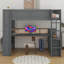 Lit mezzanine avec bureau Gaming, tablettes multi-rangements, DEL et station de charge