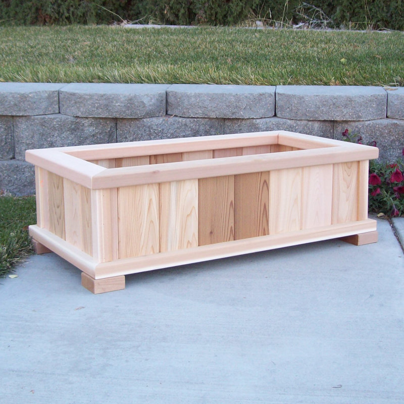Bunceton Handmade Wood Planter Box, Unstained, 13" H x 41" W x 21" D