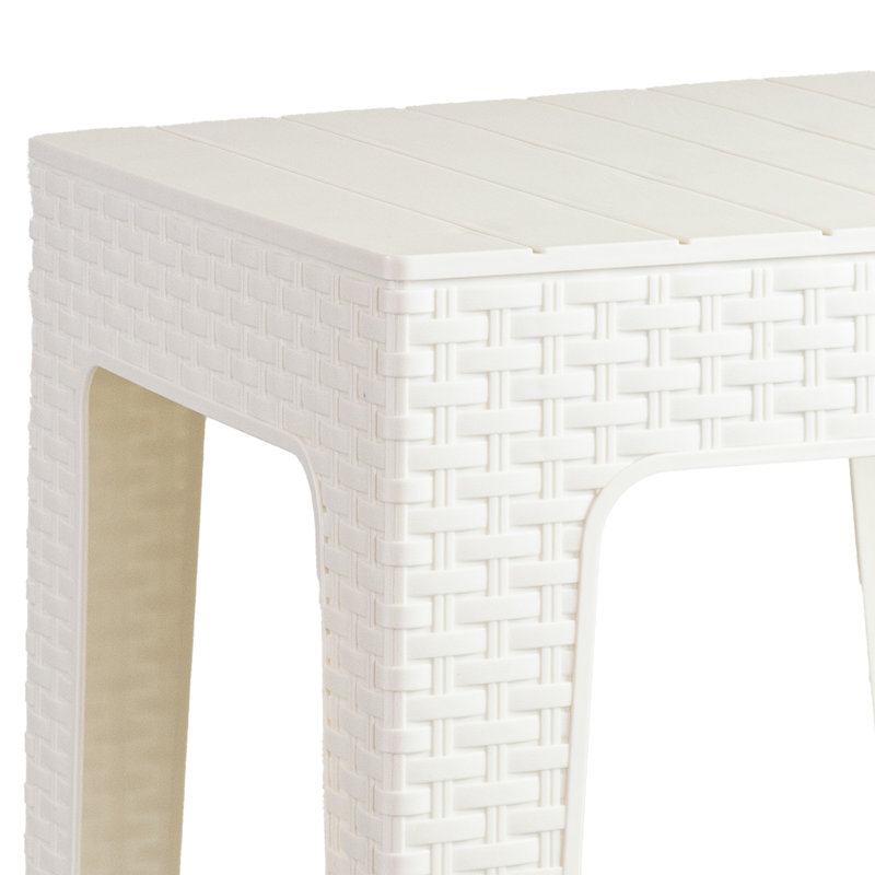 Table d'appoint carrée en plastique pour terrasse, 17,75 po, blanc, Blanc