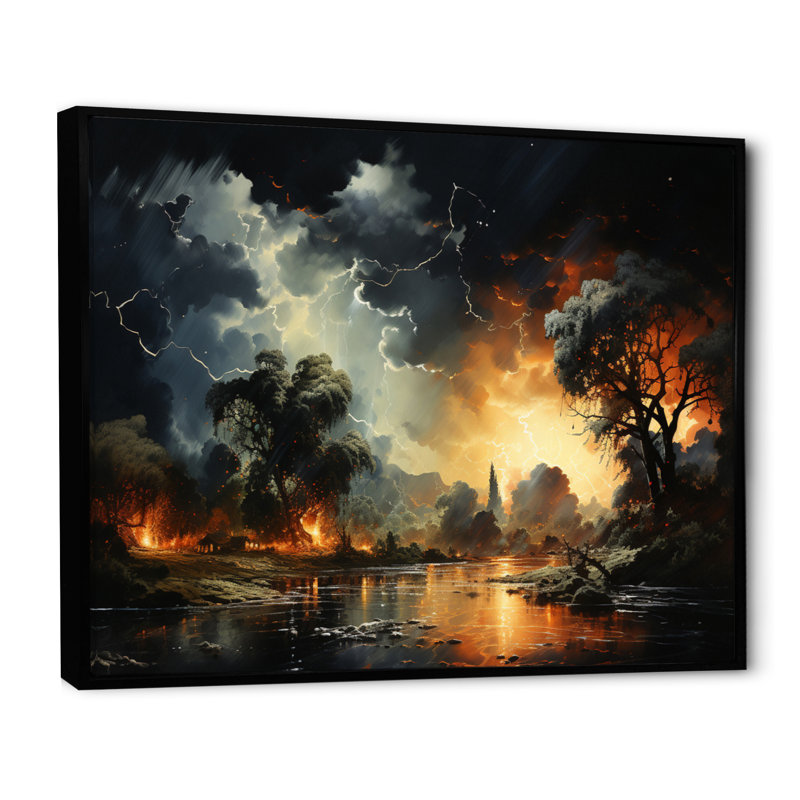 Storm Electric Dance I - Landscapes Wall Decor, Cadre flottant noir, H 24 po x l 32 po x P 1 po