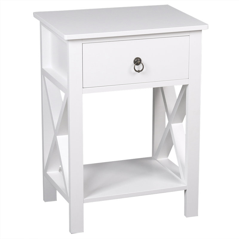 Table de chevet en bois manufacturé Grube, White, 1