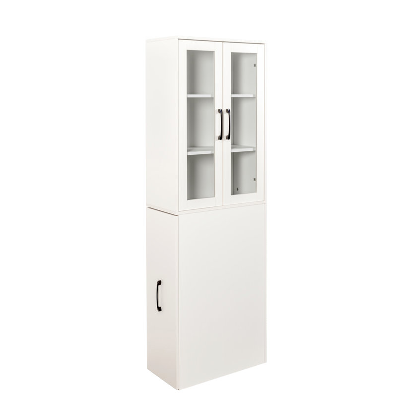 4 Tier Multi-functional Storage 2 Glass Doors 70.16" H Modern Wooden Display Cabinet For Kitchen Office And Living Room Pull-out Multi Pantry Use