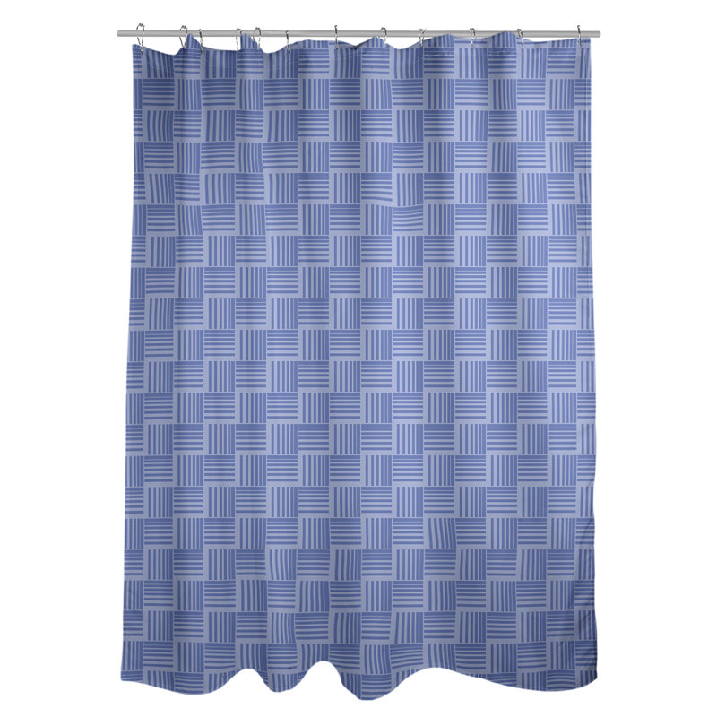 Rideau de douche simple basketweave rayures classic, Bleu / Gris