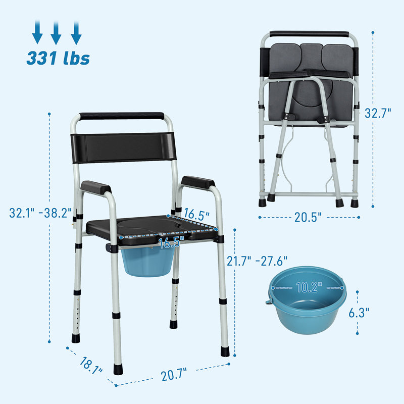Chaise de chevet à hauteur ajustable pour les personnes âgées