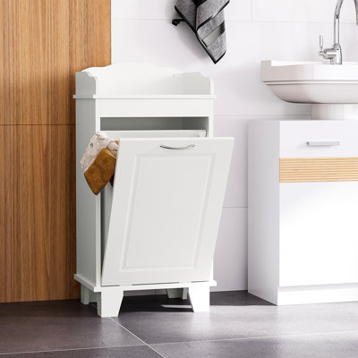 Panier à linge inclinable 31 po, armoire de rangement blanche, organisateur, espace supplémentaire, coins utilitaires non utilisés, armoire stable avec panier caché