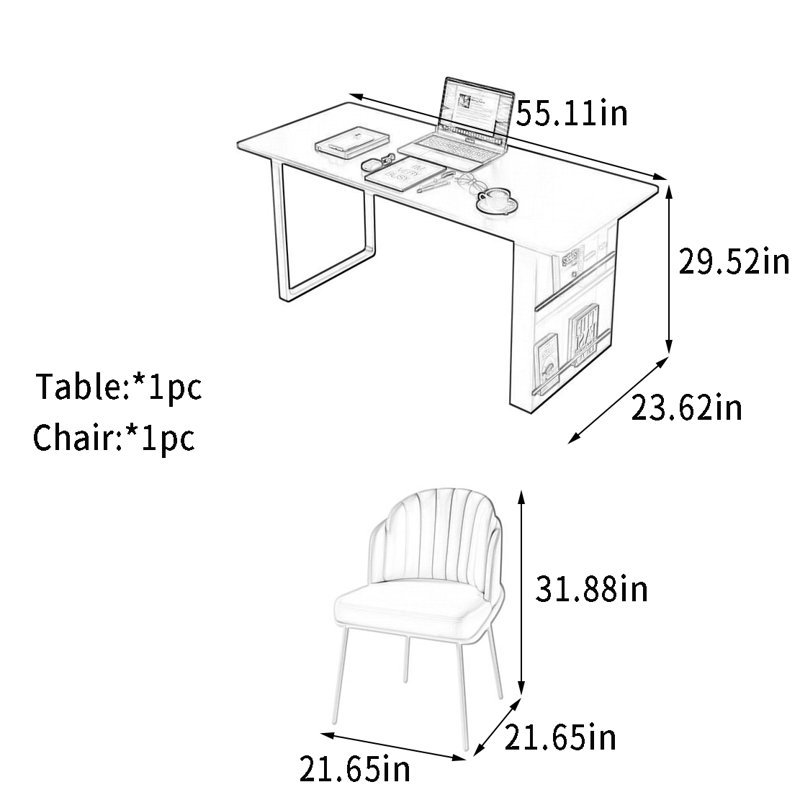 Bureau Rock Slab avec magazine, Beige, H 29,52 po x l 55,11 po x P 23,62 po