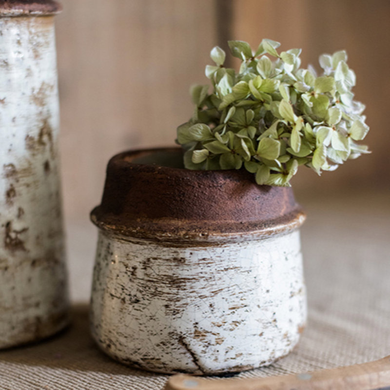 Handmade Ceramic Table Vase, 2.7" H x 3.1" W x 3.7" D