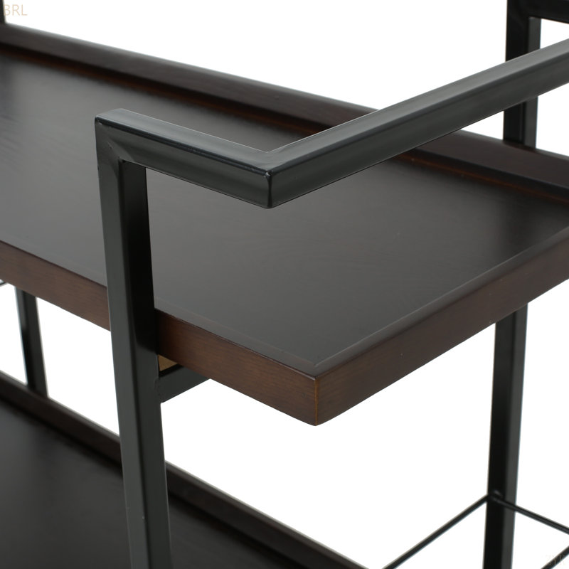 Emer Metal Bar Cart, Dark Walnut
