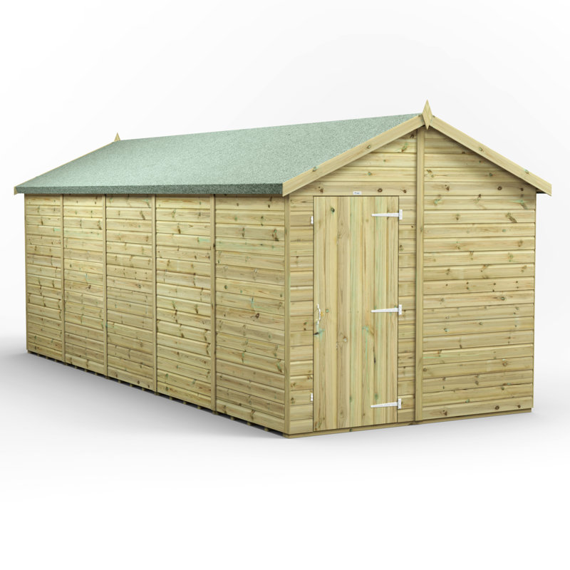 Powersheds 20 x 8ft Premium Pressure Treated Timber Windowless Apex Garden Shed
