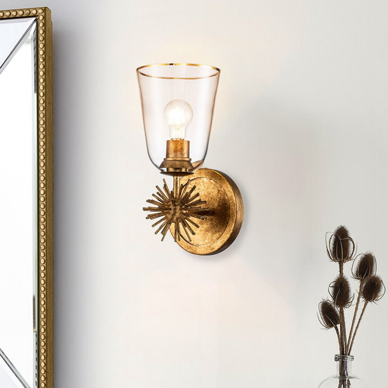 Staring 1 Light Armed Sconce, Gold Leaf