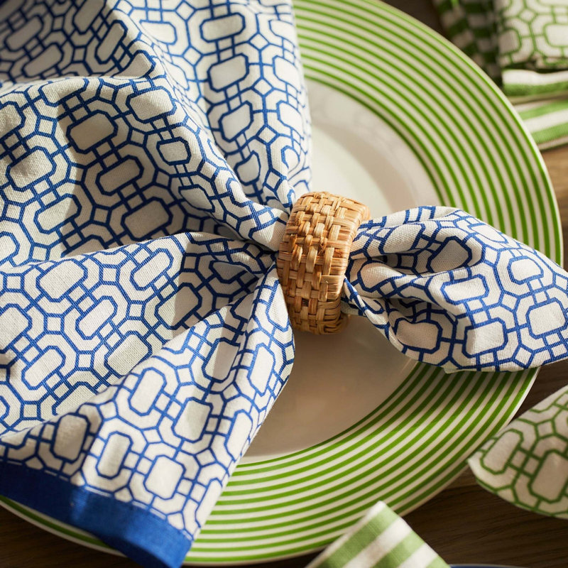 Newport 100% Cotton Square Napkins, Blue/White