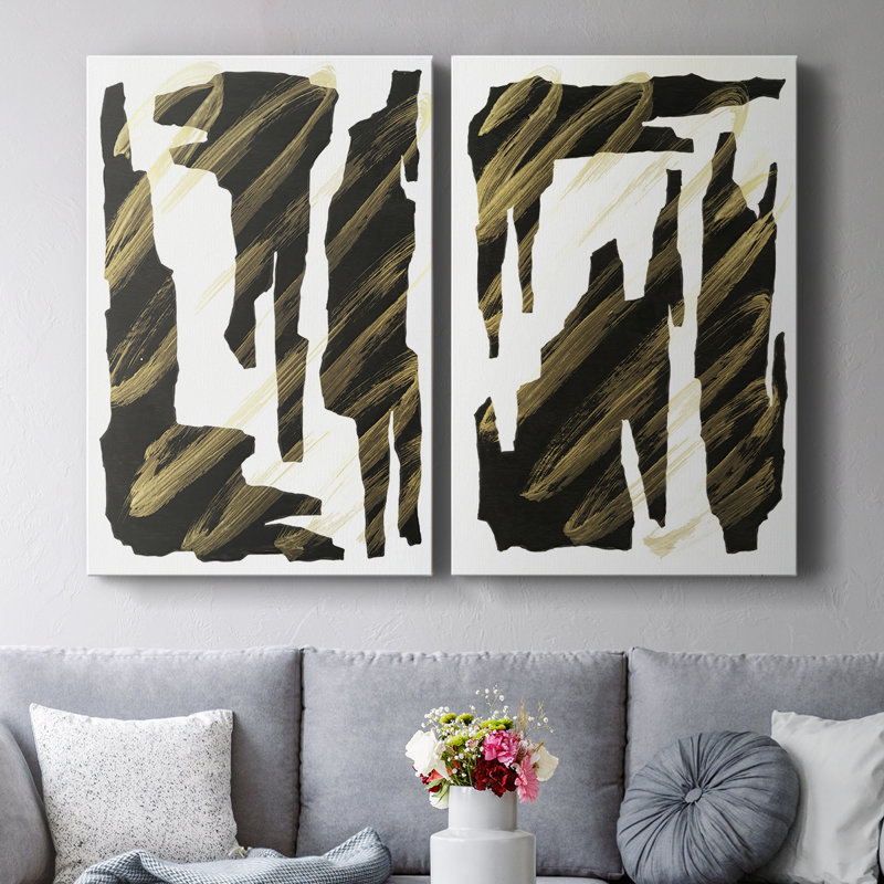Onyx Obelisks III - Toile tendue avec châssis de qualité supérieure - Prêt à être accroché, H 18 po x l 12 po