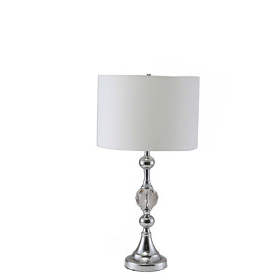 29.5" Tall Metal Table Lamp" Leona" With Chrome Finish And Crystal Accents