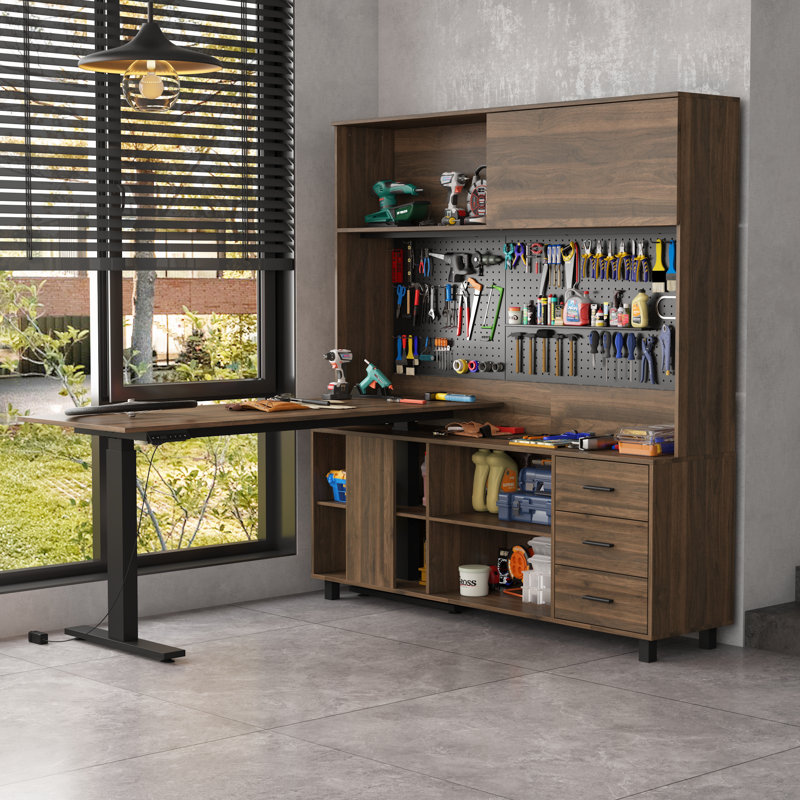 Armoire de garage avec établi réglable