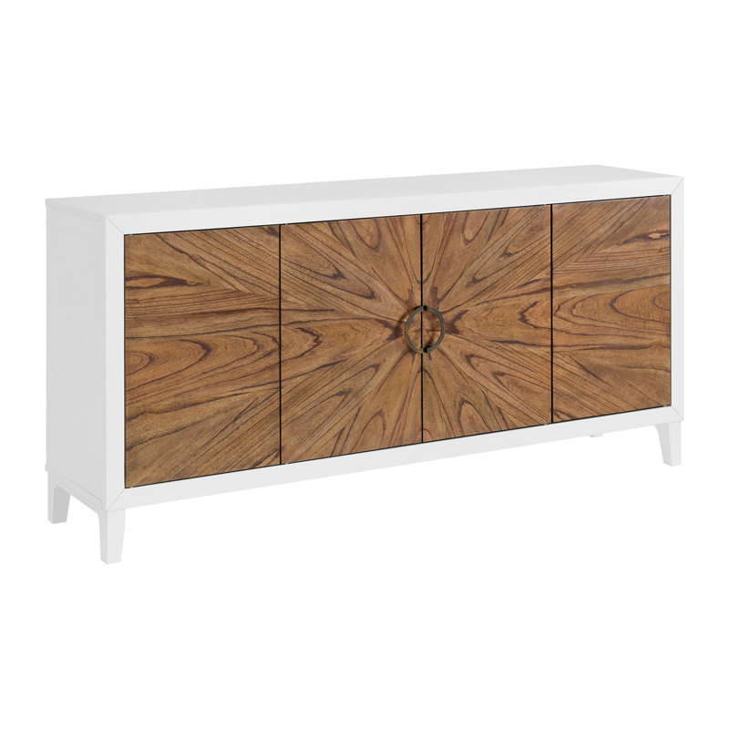 Buffet en bois Bodha, Blanc / brun