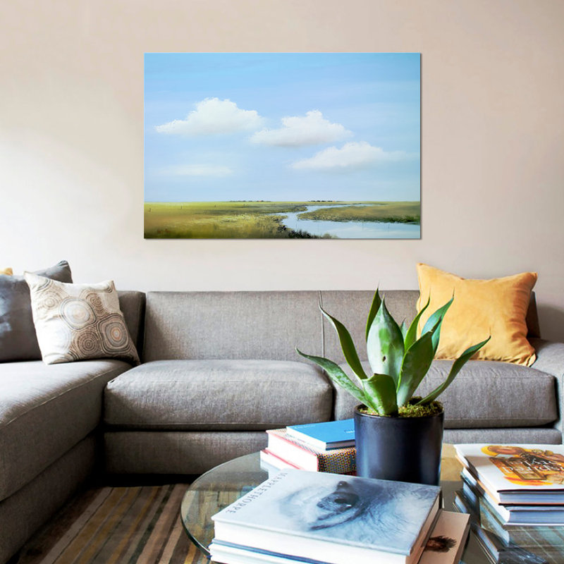 « down the river v », reproduction sur toile, H 18 po x l 26 po x P 1,5 po, Toile tendue, Pas de tapis