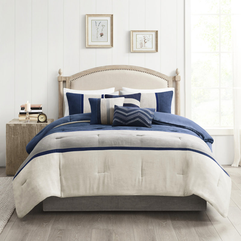 Édredon bleu 7 pièces - Option de chambre très confortable en faux suède pour décorations décoratives, Bleu