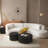 Braylon Boucle Fabric Upholstered 3-Seater Curved Sofa