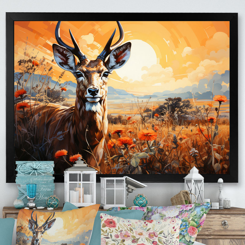 «Bilgin Gazelle Landscape I», reproduction, H 12 po x l 20 po x P 1 po, Cadre simple noir