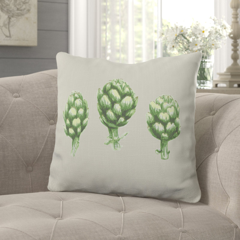 Light Gray-Green Floral Artichoke 20" x 20" Reversible Throw Pillow