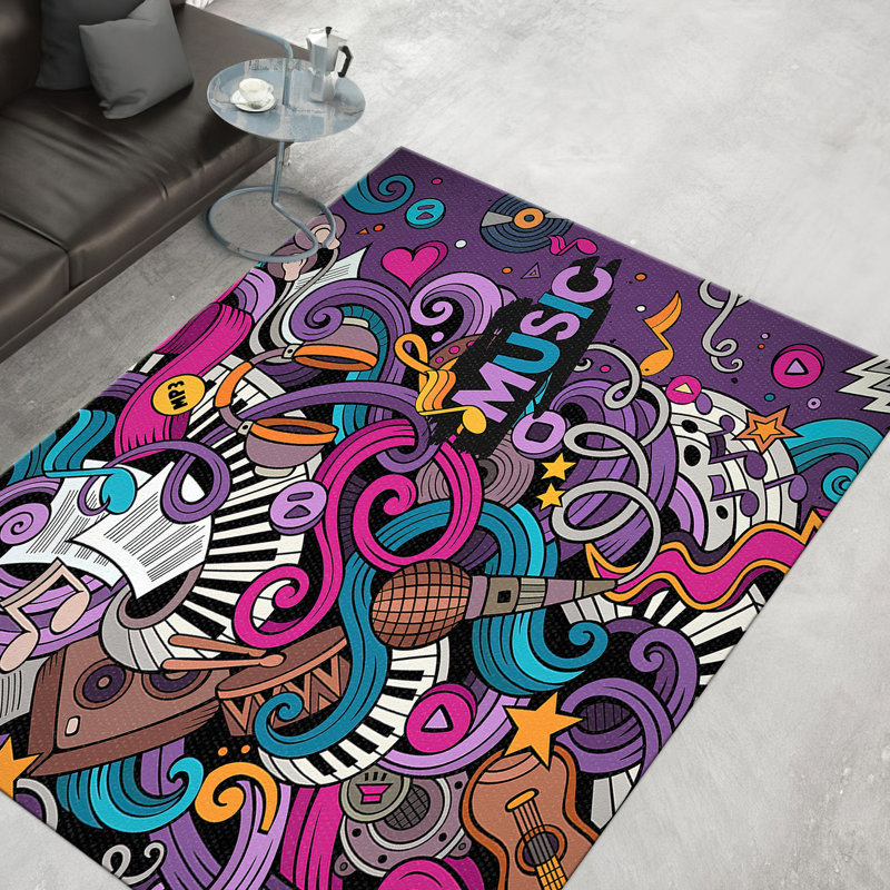 Plush Ultra Soft Printed Rug with Vibrant Geometric Design Ideal for Adding a Splash of Color to Any Room in Your Home