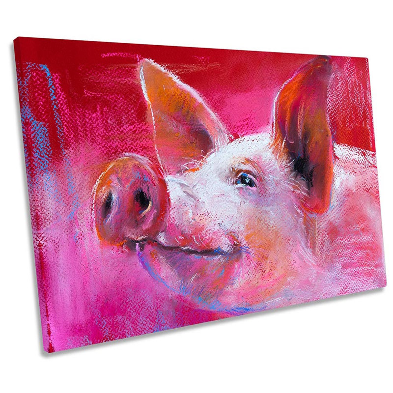 Pig Face Farm Yard - Wrapped Canvas Painting, 30.5cm H x 45.7cm W