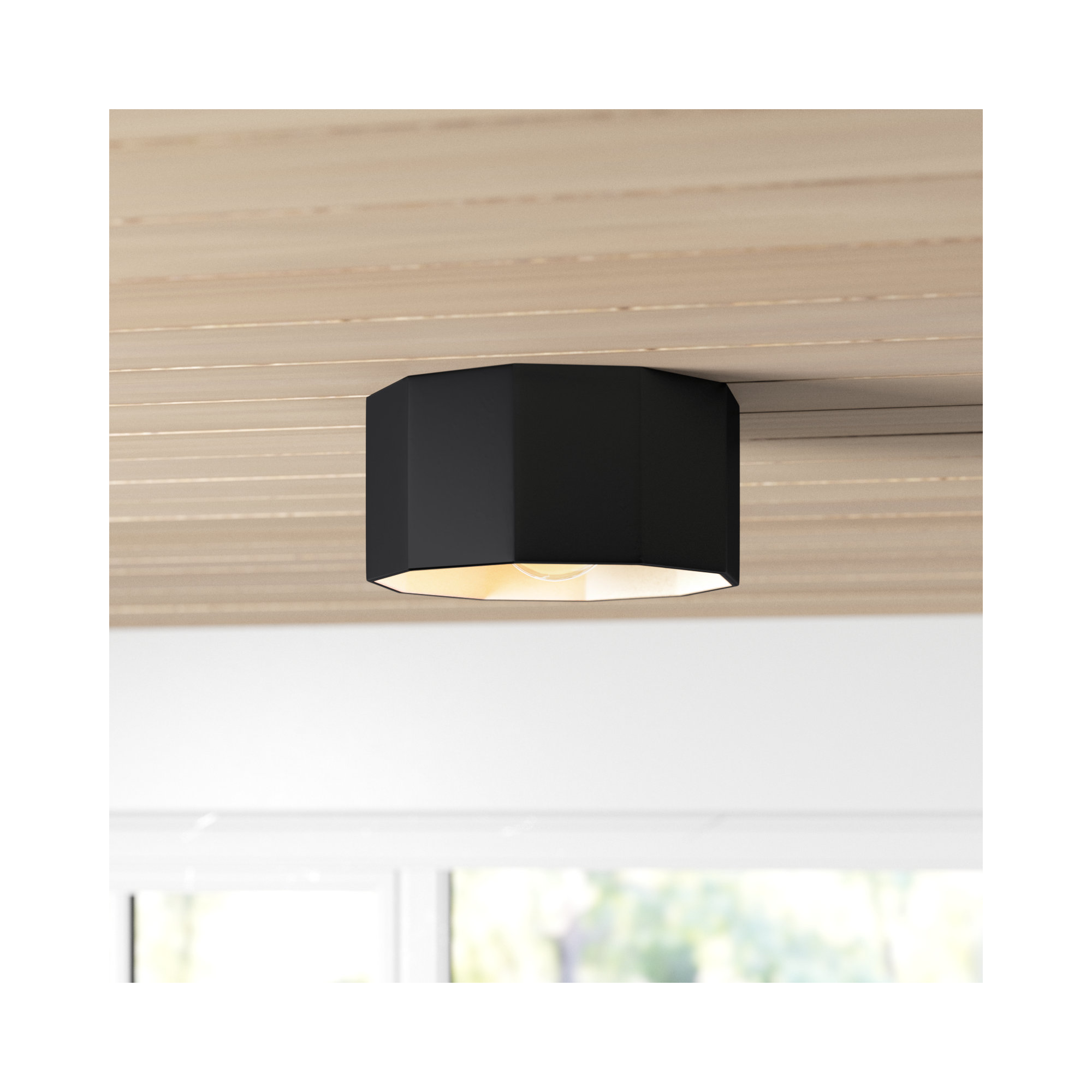Logan Single Light Ceramic 6'' H X 12.25'' W  Flush Mount, Carbon Matte Black