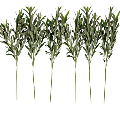 6 Pack Artificial Olive Branches, 31.5 Inch Flexible Bendable Faux Olive Stems with Olive Fruits, Realistic Fake Greenery Branches for Vase, Home Kitchen Farmhouse Office Wedding Table Decor, Indoor Artificial Plant Decoration