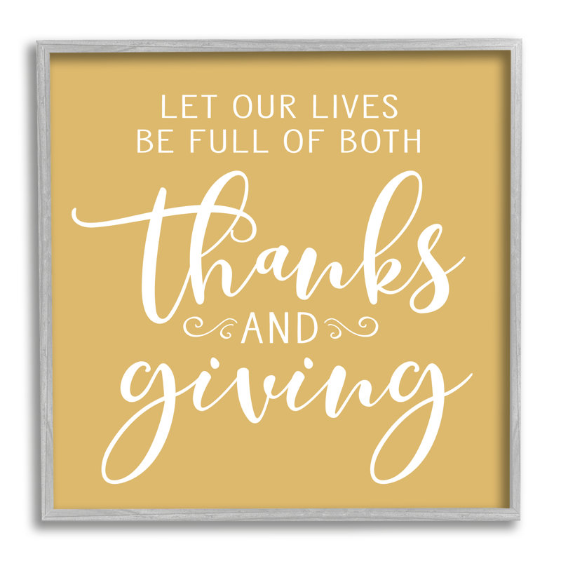 "Uplifting Thanksgiving Calligraphy Expression", jaune chaud, par lettré et doublé - cadre flottant, reproduction d'art textuel sur toile