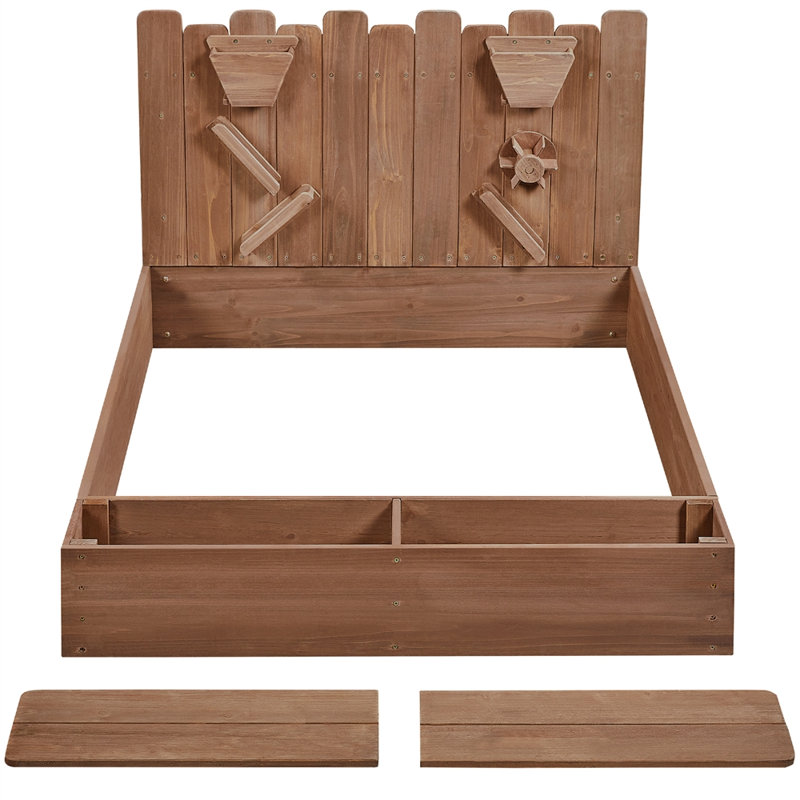 Yaheetech 112.5cm x 77.5cm Solid + Manufactured Wood Rectangle Sandbox 