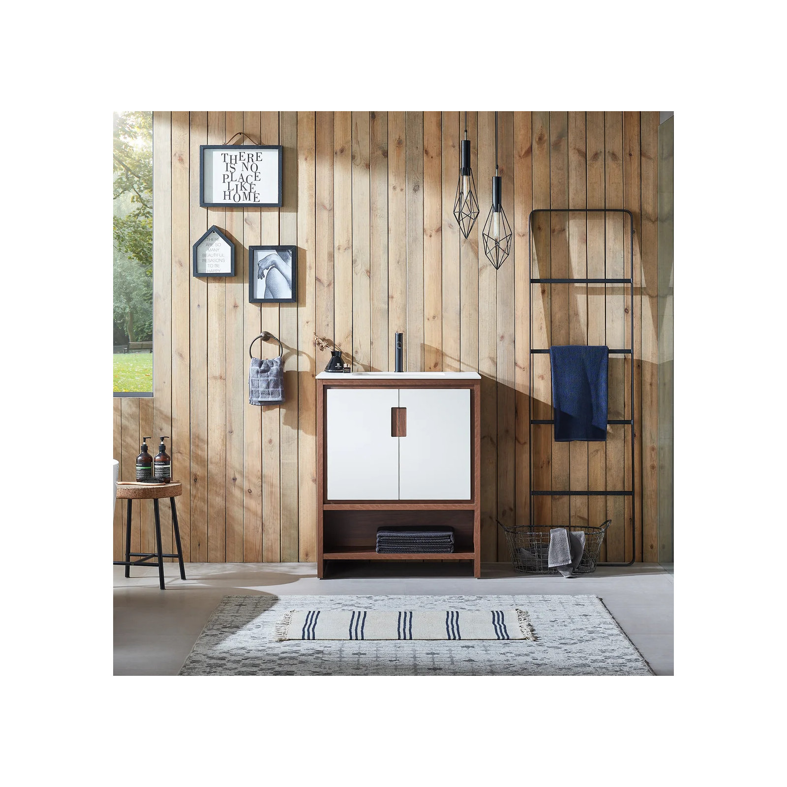 Diani 30" Single Bathroom Vanity Set, Beige/Walnut, White