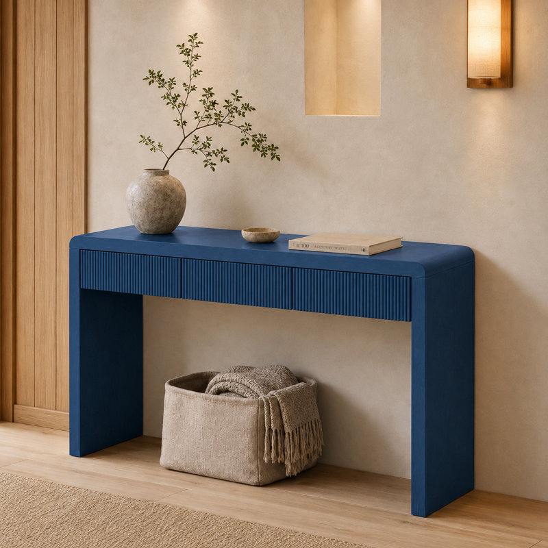 Console de salon avec 3 tiroirs Classic, Marine