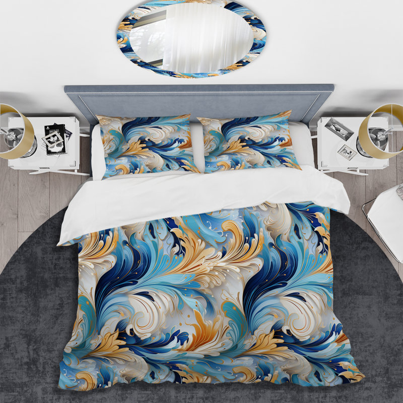 Literie Tribal Fusion Marble, Housse de couette pour grand lit et 2 taies décor