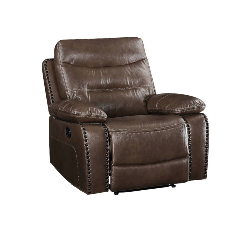 Leather-Gel Upholstered Power Motion Recliner