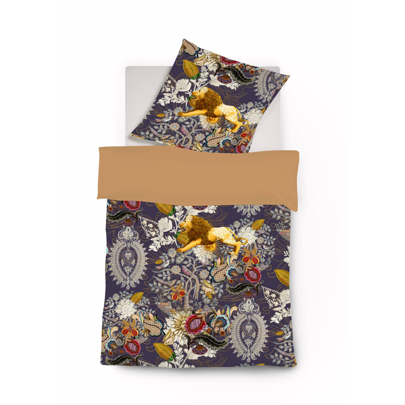Purple Sateen Reversible Duvet Cover Set, Single - 1 Pillowcase (80 x 80 cm)