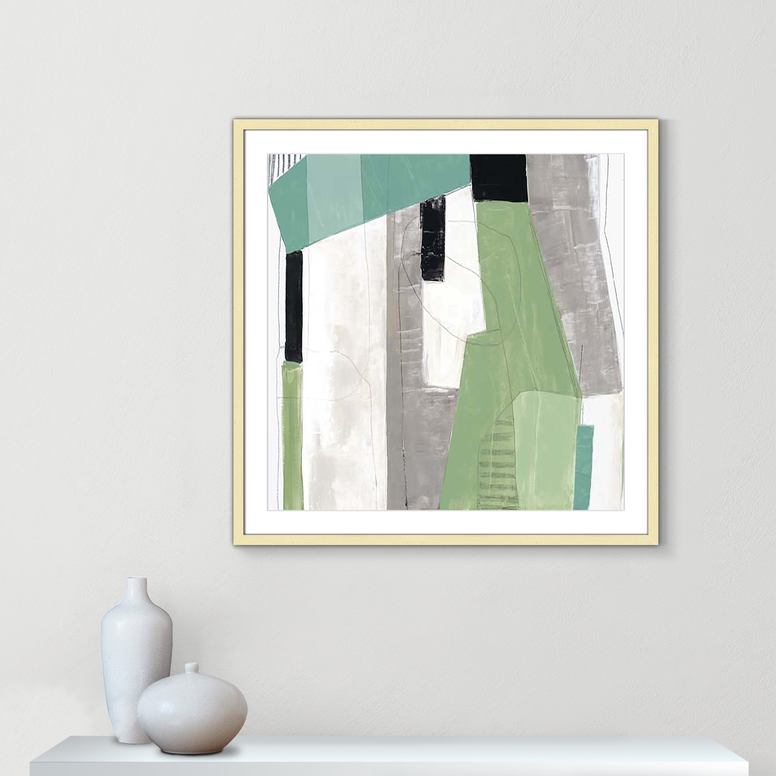 Evergreen Essence I Print, 32" H x 32" W x 1.25" D, Gold Box Framed