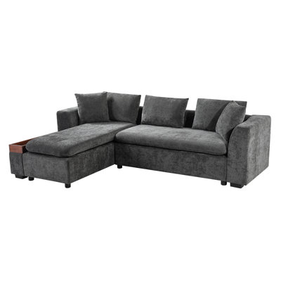 Sectional Sofa 93.7" L-Shaped Sofa Upholstered Sofa Couch With Wooden Storage Compartment For Living Room