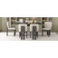 Ensemble de salle à manger rétro 7 pièces, 1 table rectangulaire avec base à tréteaux et 6 chaises rembourrées pour la salle à manger et la cuisine-1134975646