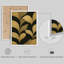 Reproduction d'art encadrée de feuilles abstraites dorées et noires, conception moderne inspirée de la nature pour une décoration intérieure contemporaine-115706620-115706623