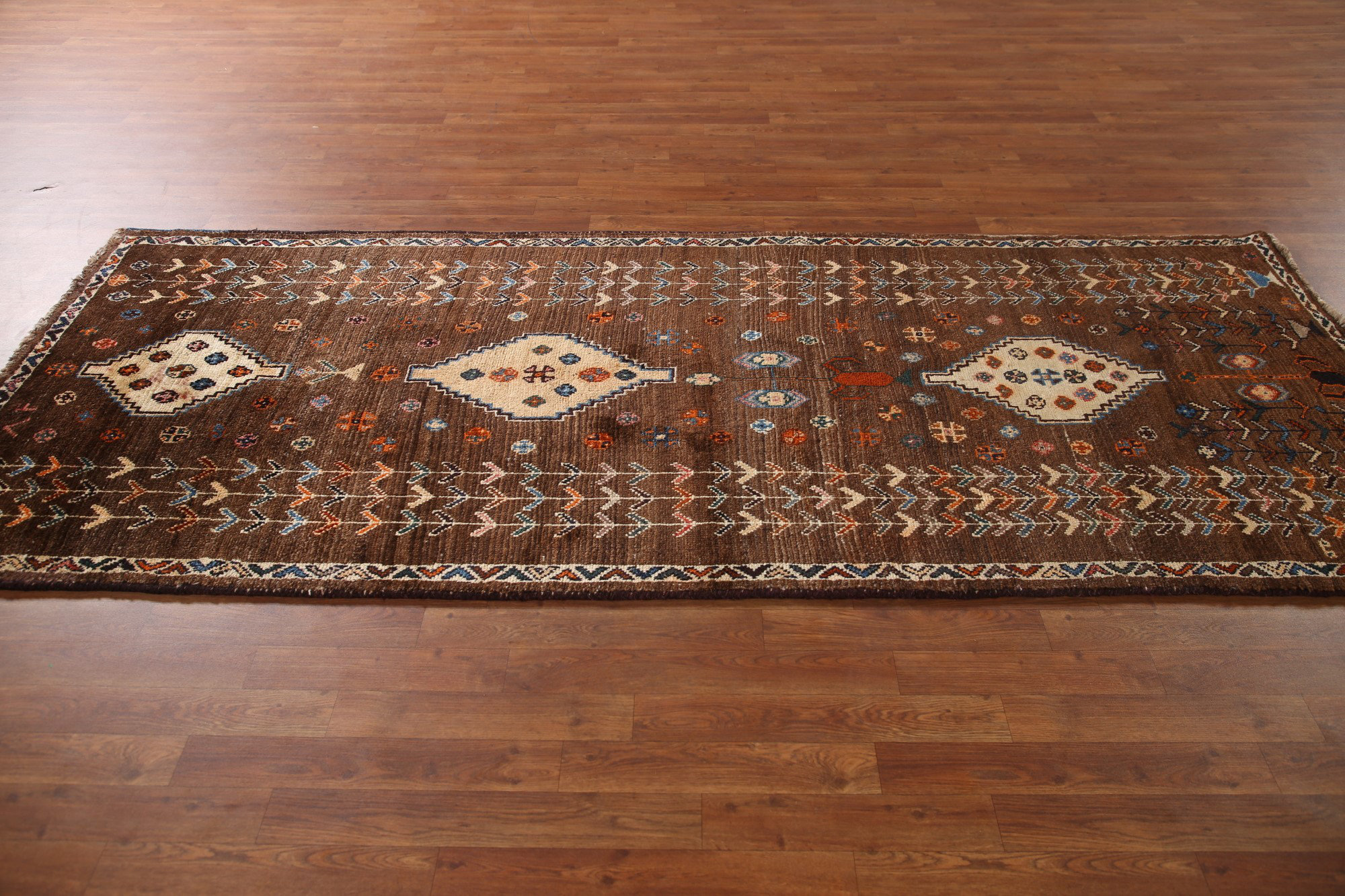 Isabelline Brown Tribal Gabbeh Persian Runner Rug 4x9 | Wayfair