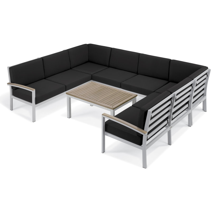 Travira 7 Piece Sectional Set with Cushions, Tekwood Vintage , Midnight Blue