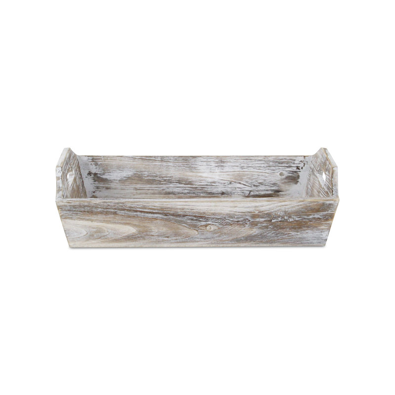 Plateau de service rectangulaire avec poignées en bois Aimaan, Blanc